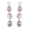 Multi Keshi Pearl and White Zircon 1.00 ctw Earrings in Rhodium Over Sterling Silver - Sticky add to cart bar