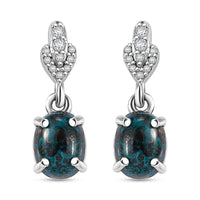 D'Joy Premium Table Mountain Shadowkite and White Zircon 3.50 ctw Dangle Earrings in Rhodium Over Sterling Silver