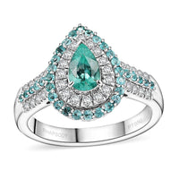 Rhapsody 950 Platinum AAAA Paraiba Tourmaline, Diamond (E-F, VS) Ring (Size 9.0) (10.30 g) 1.38 ctw