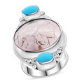 Sajen Silver Sleeping Beauty Turquoise and Buffalo Nickel Ring in Sterling Silver (Size 10.0) 1.20 ctw - Sticky add to cart bar