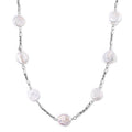White Keshi Pearl Paper Clip Necklace in Stainless Steel 18-20 Inches - Sticky add to cart bar