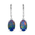 AAA Boulder Opal Doublet 3.60 ctw Lever Back Earrings in Rhodium Over Sterling Silver - Sticky add to cart bar