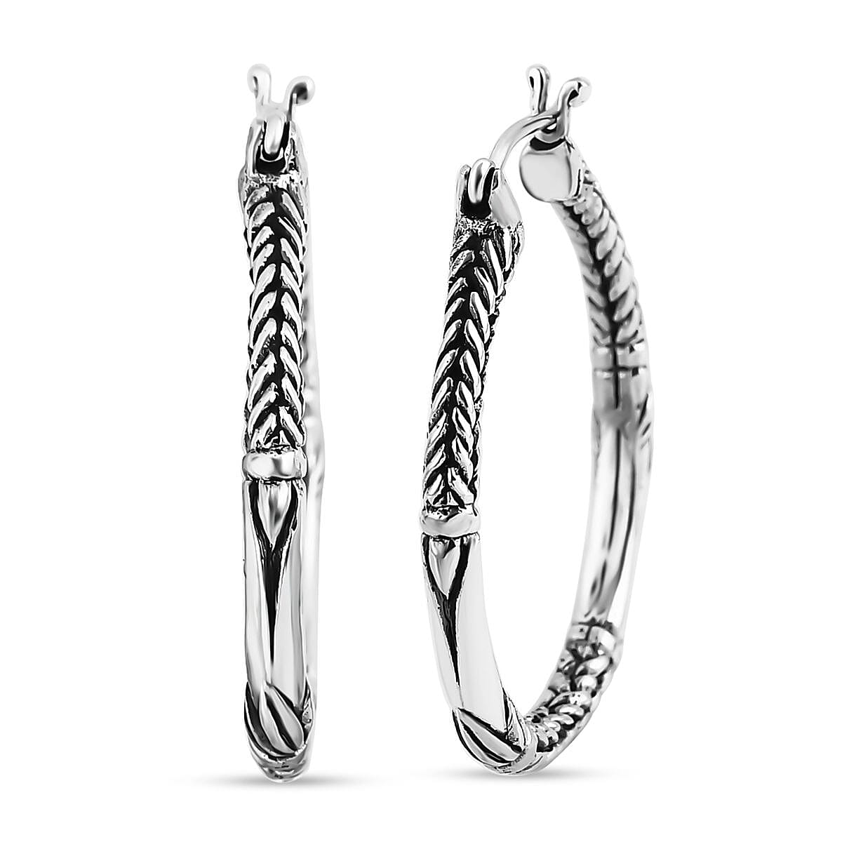 21st Apr TLV Bali Legacy Sterling Silver Tulang Naga Hoop Earrings (7.81 g)