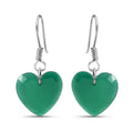 Karis Green Onyx 11.25 ctw Fishhook Heart Earrings in Platinum Bond & Stainless Steel - Sticky add to cart bar