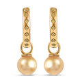 D'Joy South Sea Golden Cultured Pearl and Natural Yellow Diamond 0.10 ctw Hoop Dangle Earrings in 18K Vermeil Yellow Gold Over Sterling Silver - Sticky add to cart bar