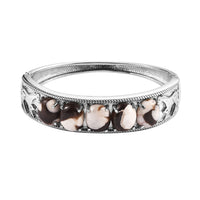 Peanut Wood Jasper Bangle Bracelet in Stainless Steel (7.25 In) 20.90 ctw