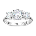 J Francis Zirconia by Swarovski 3.75 ctw 3 Stone Ring in Rhodium Over Sterling Silver (Size 9.0) - Sticky add to cart bar