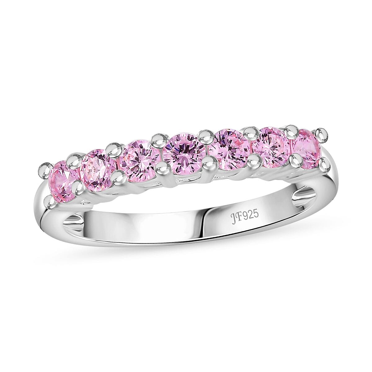 J Francis Pink Zirconia by Swarovski 1.10 ctw Ring in Sterling Silver (Size 10.0)