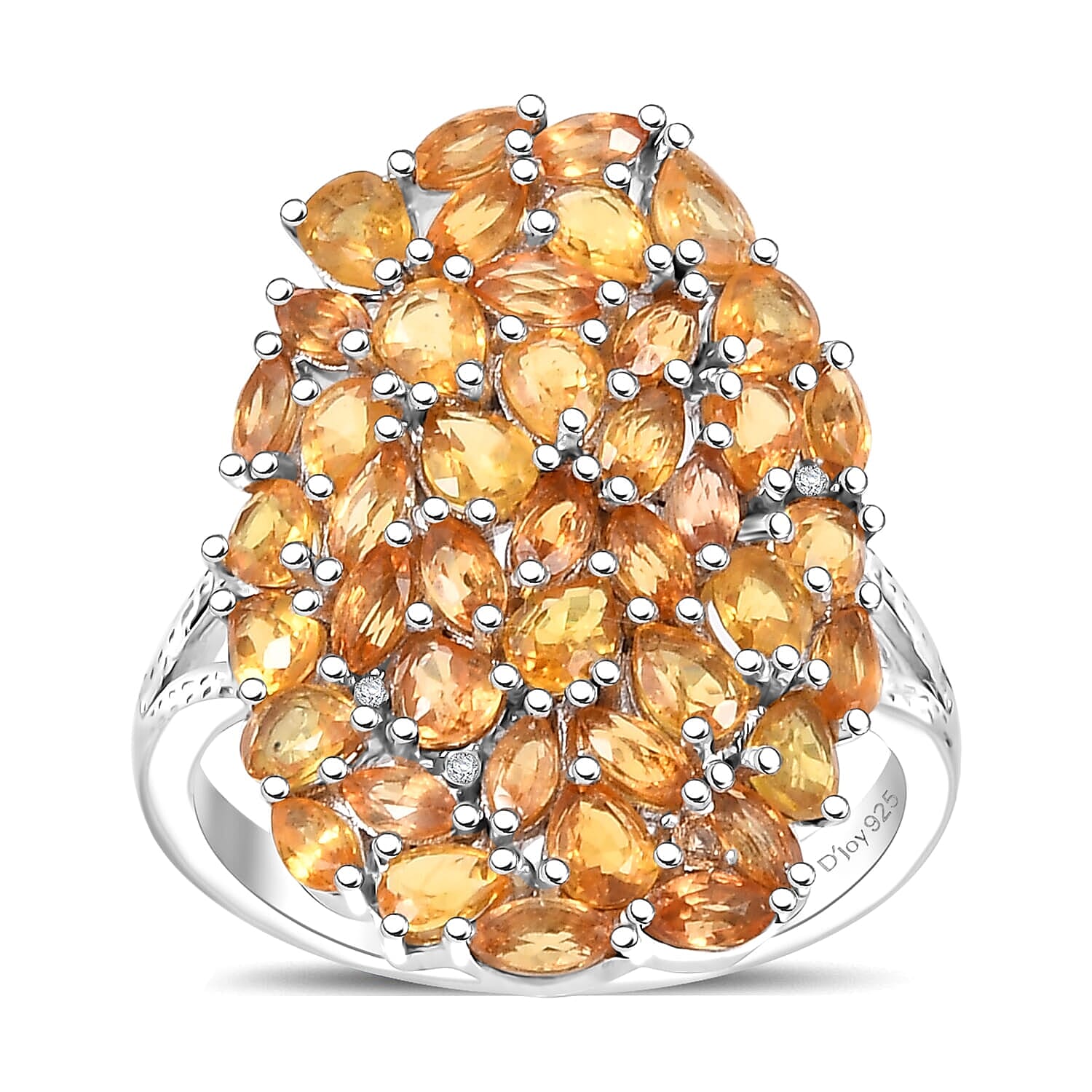 Madagascar Yellow Sapphire, White Zircon Ring in Rhodium Over Sterling Silver (Size 10.0) 7.00 ctw