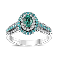 950 Platinum AAAA Paraiba Tourmaline White Diamond EF, VS Main Stone With Side Stone Ring , Platinum Wt. 7 g 1.37 ctw