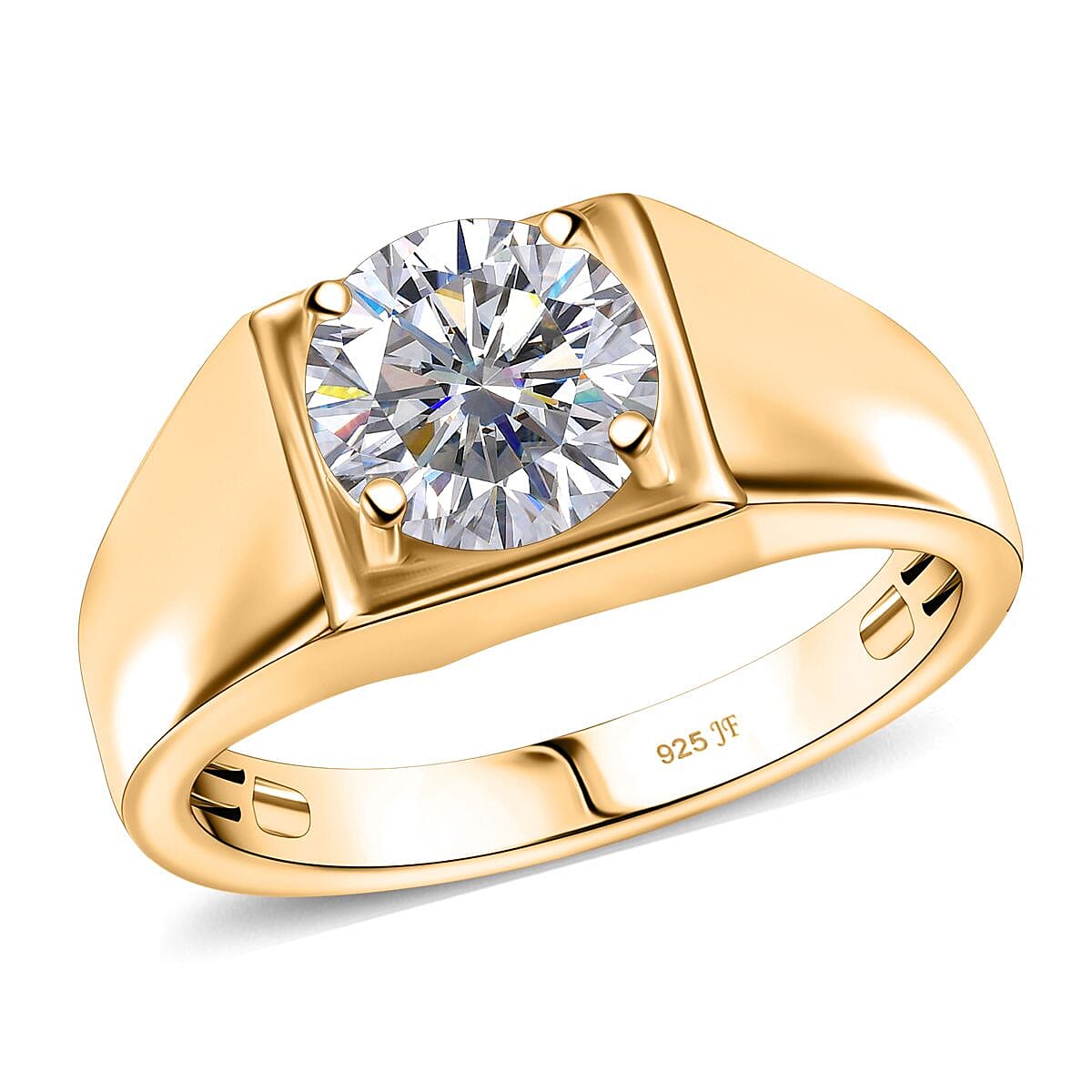 J Francis Zirconia by Swarovski 3.30 ctw Men's Ring in 18K Vermeil YG Over Sterling Silver (Size 11.5)