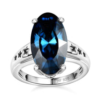 J Francis Montana Crystal by Swarovski Ring in Rhodium Over Sterling Silver (Size 9.0)