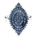 Blue Diamond (IR) Ring in Platinum Over Sterling Silver (Size 10.0) 1.00 ctw - Sticky add to cart bar