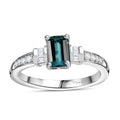 AAA Monte Belo Indicolite and Moissanite 1.00 ctw Art Deco Ring in Rhodium Over Sterling Silver (Size 6.0) - Sticky add to cart bar