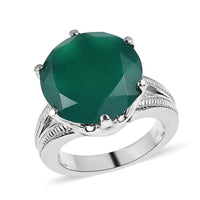 Green Onyx Solitaire Ring in Stainless Steel (Size 10.0) 9.50 ctw