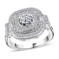 Luxuriant Lab Grown Diamond Ring in Rhodium Over Sterling Silver (Size 7.0) 1.00 ctw
