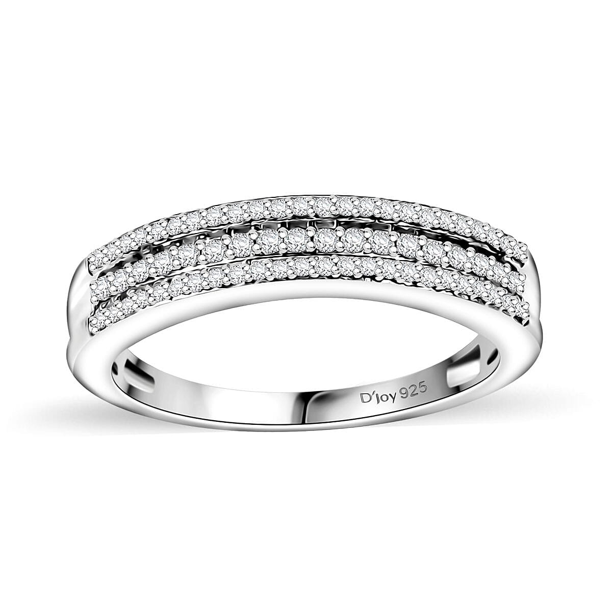 Doorbuster Diamond Band Ring in Rhodium Over Sterling Silver (Size 10.0) 0.25 ctw