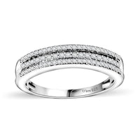 Doorbuster Diamond Band Ring in Rhodium Over Sterling Silver (Size 10.0) 0.25 ctw