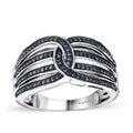 Blue Diamond 0.33 ctw Interlocking Ring in Rhodium Over Sterling Silver (Size 10.0) - Sticky add to cart bar