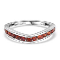 Simulated Garnet Diamond Band Ring in Sterling Silver (Size 9.0) 1.16 ctw
