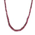 Niassa Ruby (FF) Beaded 76.85 ctw Necklace 18 Inches in Rhodium Over Sterling Silver - Sticky add to cart bar