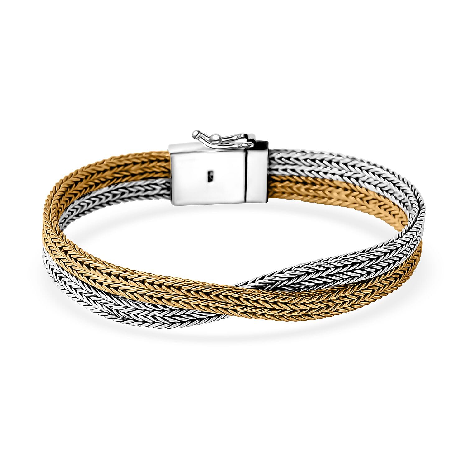 Doorbuster Bali Legacy 22K Vermeil YG Over and Sterling Silver Tulang Naga Bracelet (6.50 In) (29.90 g)
