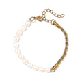 White Freshwater Pearl Bracelet in ION Plated YG Stainless Steel (7.00-9.00In) - Sticky add to cart bar