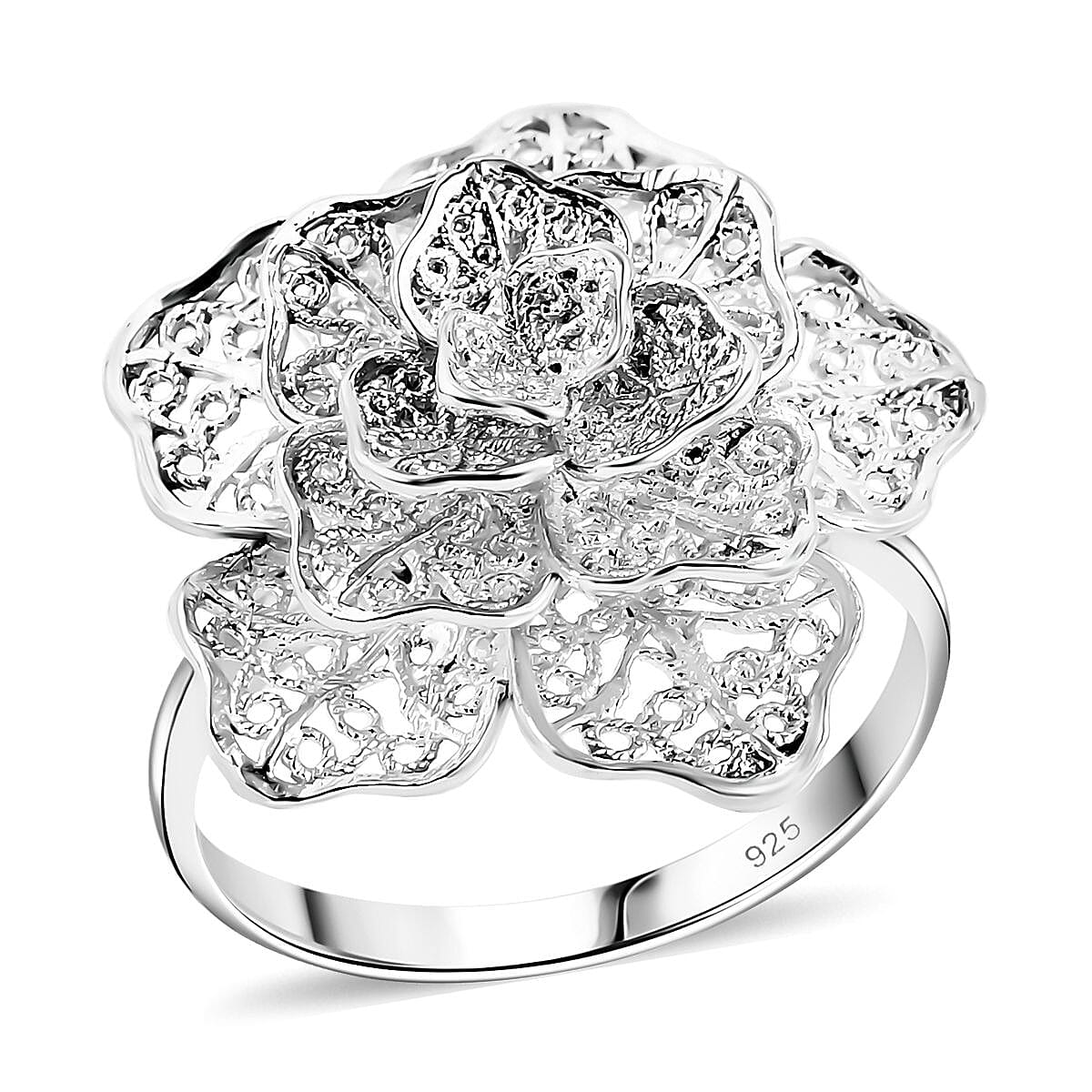 Doorbuster Bali Legacy Sterling Silver Floral Ring (Size 9.0) 4.13 Grams
