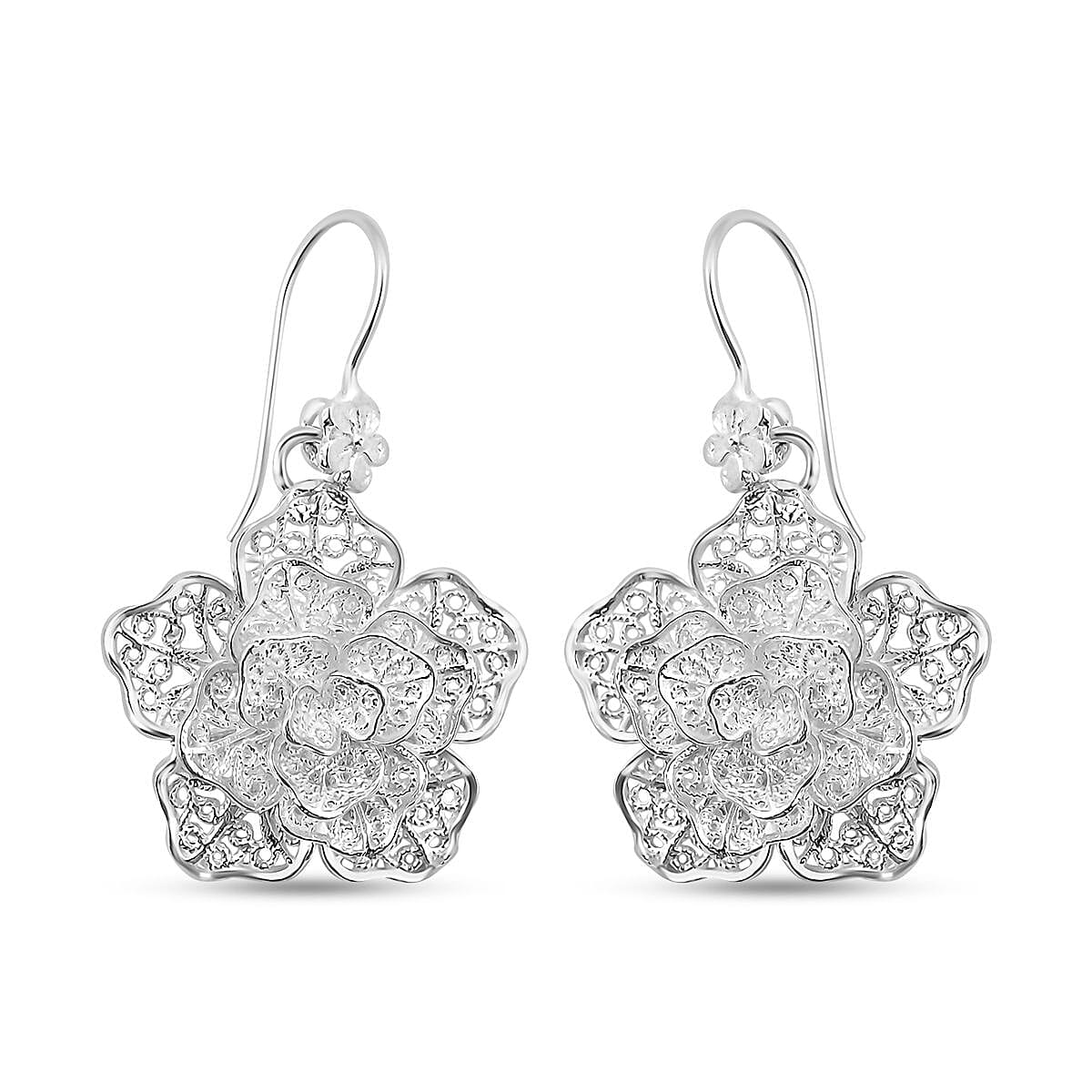 Bali Legacy Sterling Silver Floral Earrings 6.60 Grams