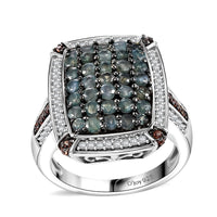 Doorbuster Premium Narsipatnam Alexandrite, White and Coffee Zircon Ring in Rhodium Over Sterling Silver (Size 10.0) 2.00 ctw