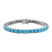 Premium Sleeping Beauty Turquoise 20.40 ctw Bracelet in Rhodium Over Sterling Silver (7.5 In) (13.93 g)