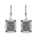 Doorbuster Narsipatnam Alexandrite, White and Coffee Zircon Lever Back Earrings in Rhodium Over Sterling Silver 1.65 ctw - Sticky add to cart bar