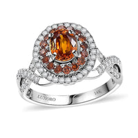 Doorbuster Luxoro 14K White Gold AAA Pink Sapphire, Natural Pink and White Diamond (I2) Ring (Size 7.0) 1.77 ctw