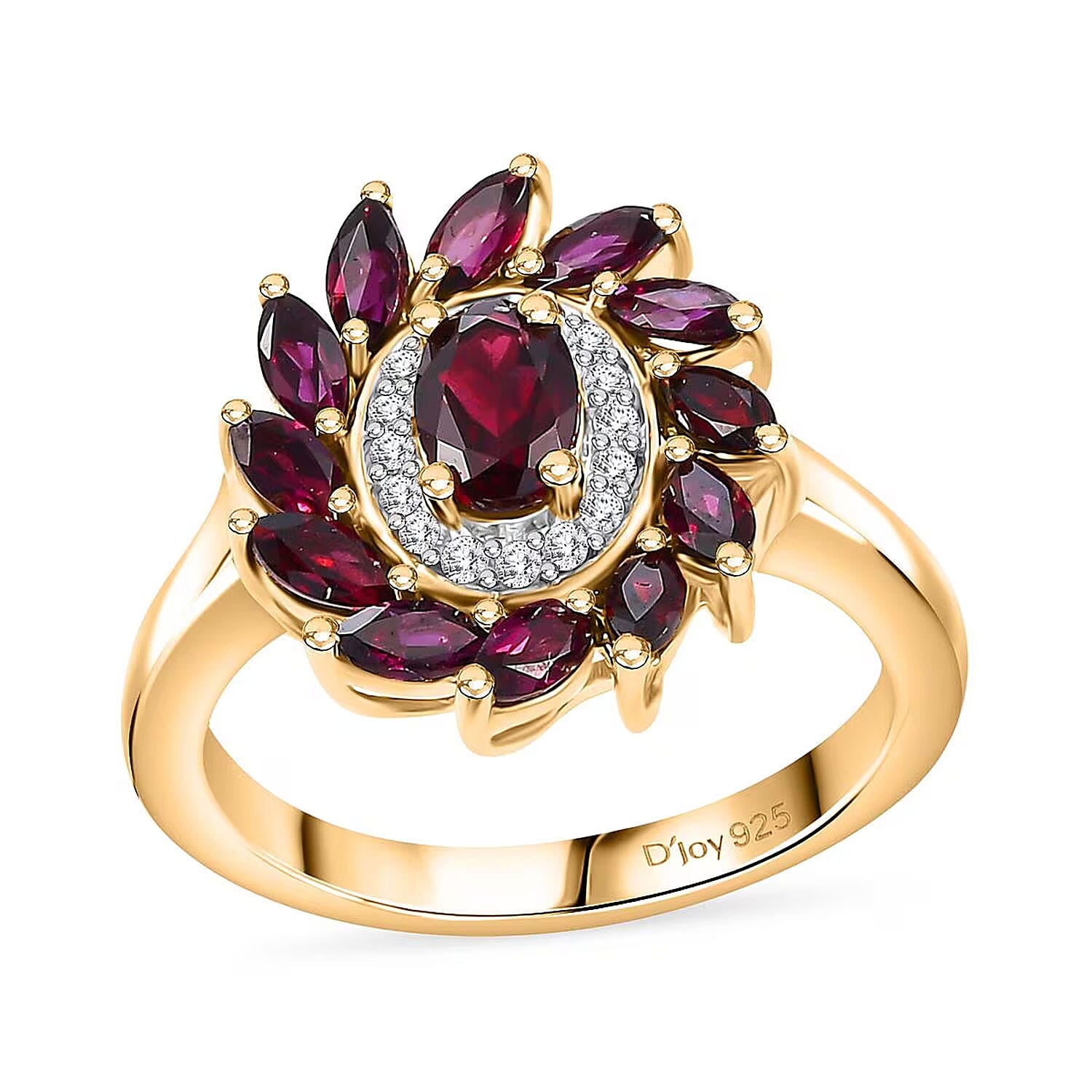 Anthill Garnet, Moissanite Ring in 18K Vermeil YG Over Sterling Silver (Size 7.0) 2.00 ctw