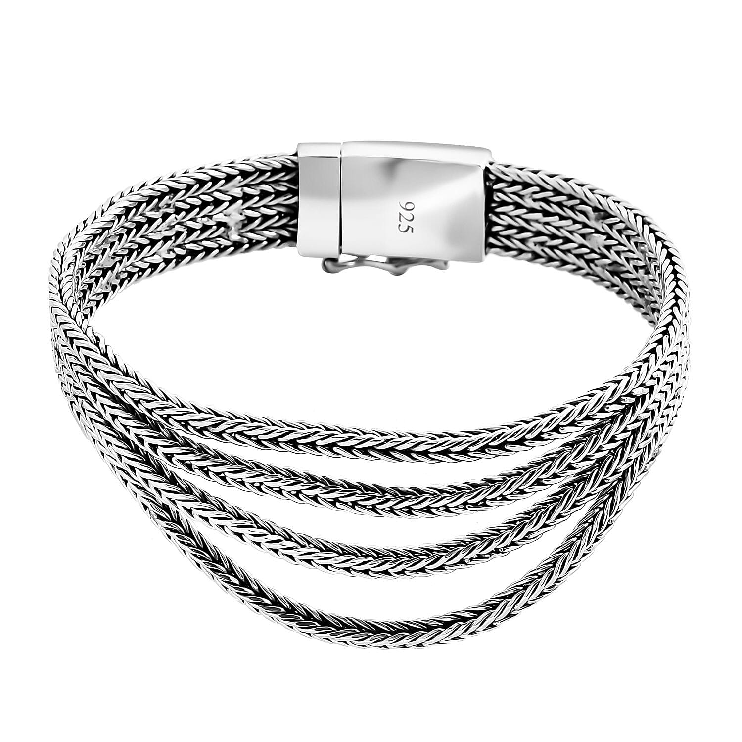 Doorbuster Bali Legacy Sterling Silver Multi-Row Bracelet (6.50 In) (29.45 g)