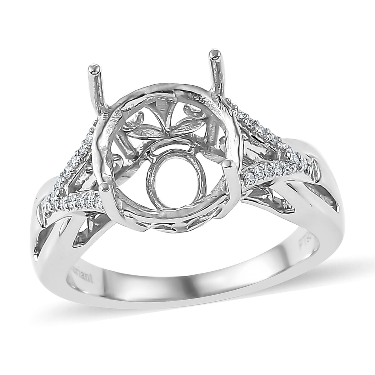 Diamond E-F VS2 0.13 ctw Ring in 950 Platinum (Size 8.0) 10.30 Grams (Rnd 11 mm)