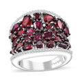 Anthill Garnet, White Zircon Ring in Rhodium Over Sterling Silver (Size 6.0) 5.75 ctw - Sticky add to cart bar