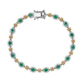 Epic Deal Kagem Zambian Emerald, Multi Gemstone Blooming Sunflower Bracelet in 18K Vermeil YG and Rhodium Over Sterling Silver (7.25 In) 4.80 ctw - Sticky add to cart bar