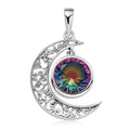 D'Joy Artisan Crafted Nebula Quartz Doublet 4.85 ctw Moon Pendant in Black Oxidized Sterling Silver - Sticky add to cart bar