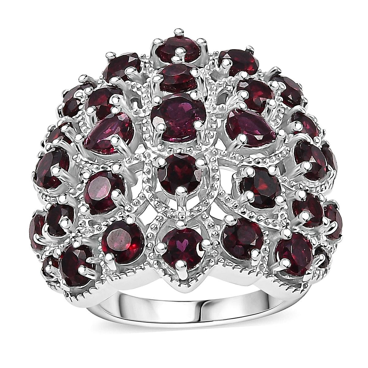 Premium Anthill Garnet 4.25 ctw Ring in Rhodium Over Sterling Silver