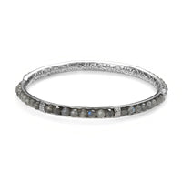 Kuisa Rainbow Moonstone 20.65 ctw Bangle Bracelet in Stainless Steel (7.25 In)
