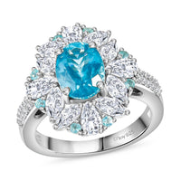 Premium Betroka Blue Apatite, Multi Gemstone Ring in Rhodium Over Sterling Silver (Size 10.0) 4.15 ctw