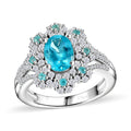 Premium Betroka Blue Apatite and Multi Gemstone 2.10 ctw Ring in Rhodium Over Sterling Silver (Size 10.0) - Sticky add to cart bar
