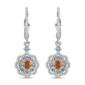 D'Joy Premium Madagascar Yellow Sapphire, Blue and Lagoon Apatite, White Zircon 1.65 ctw Flower Earrings in Rhodium Over Sterling Silver - Sticky add to cart bar