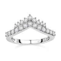Moissanite 0.54 ctw Ring in Platinum Over Sterling Silver (Size 11.5)