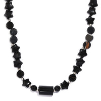 Black Agate and Glass 151.10 ctw Necklace 20 Inches in Platinum Bond