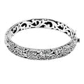 Bali Legacy Sterling Silver Frangipani Flower Bangle Bracelet (7.25 In) (31.35 g) - Sticky add to cart bar
