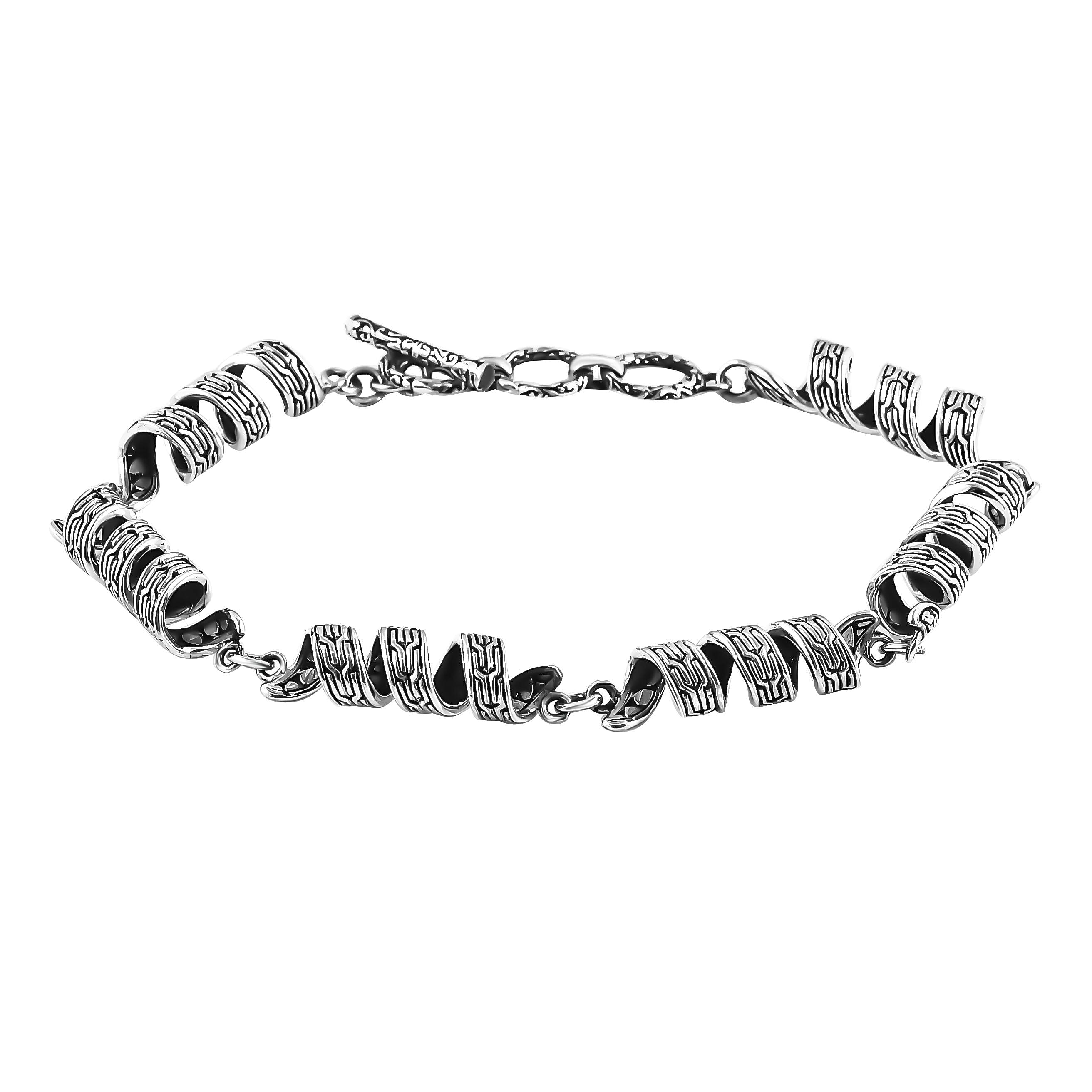 TLV Bali Legacy Sterling Silver Milky Way Tulang Naga Chain Bracelet (6.50-8.0In) (17.60 g)