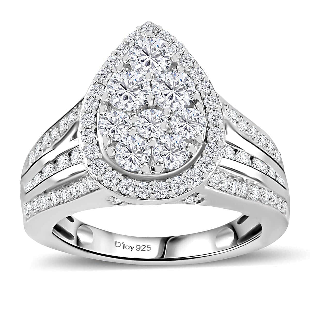Luxuriant Lab Grown Diamond (G, VS) Ring in Rhodium Over Sterling Silver (Size 7.0) 2.00 ctw