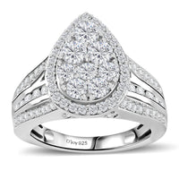 Luxuriant Lab Grown Diamond (G, VS) Ring in Rhodium Over Sterling Silver (Size 7.0) 2.00 ctw